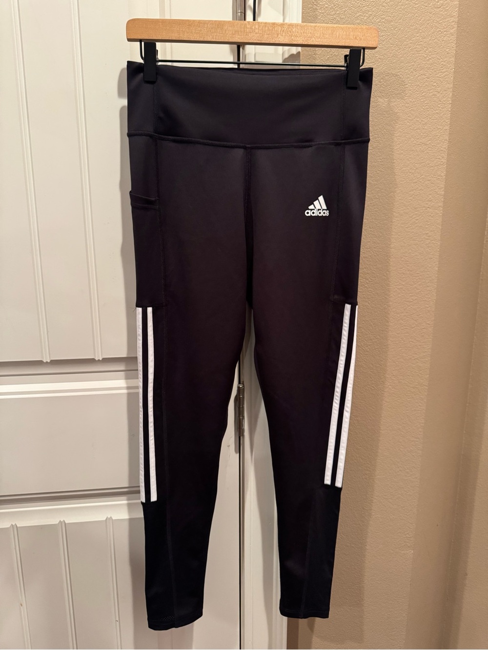 adidas Black Leggings with White Side Stripes